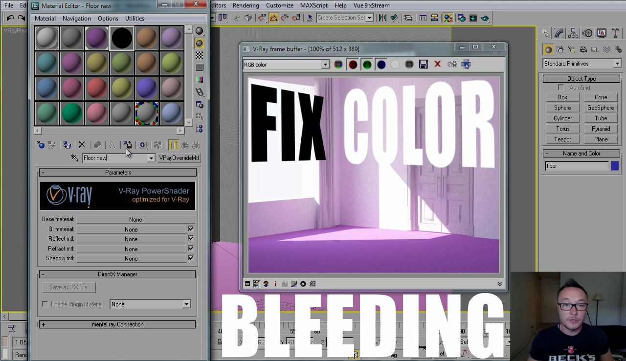 How To Fix G.I. Color Bleeding with VRayOverrideMtl